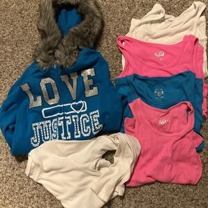Justice Lot of 6 Blue Hoodie, Tank Tops, whit long sleeve shirt